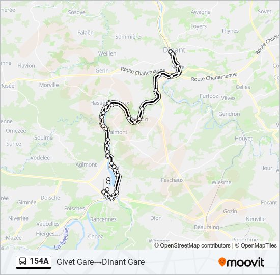 Plan de la ligne 154A de bus