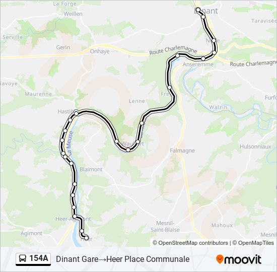 Plan de la ligne 154A de bus