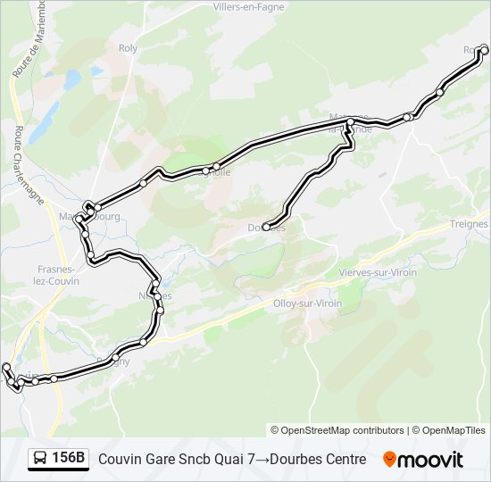 Plan de la ligne 156B de bus