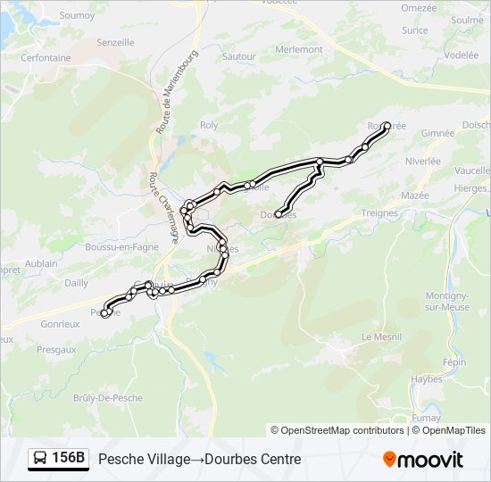 Plan de la ligne 156B de bus