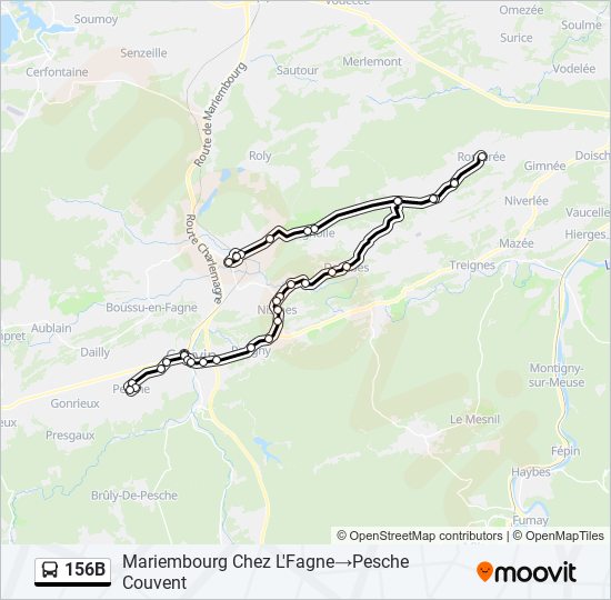 Plan de la ligne 156B de bus