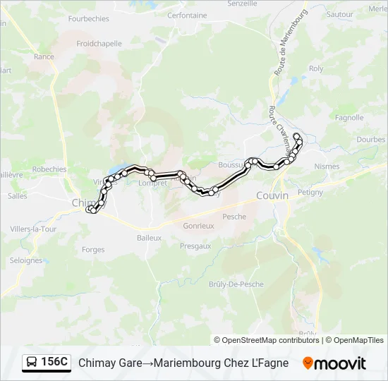 156C Bus Line Map