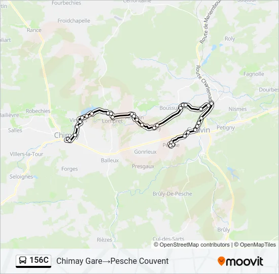 156C Bus Line Map