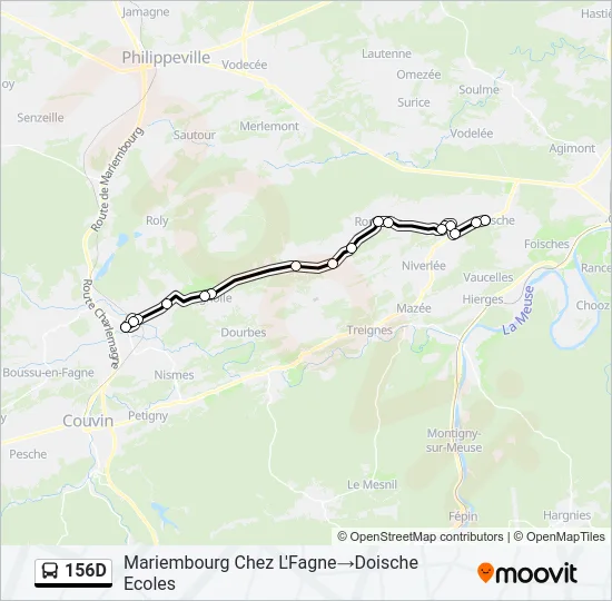 156D Bus Line Map