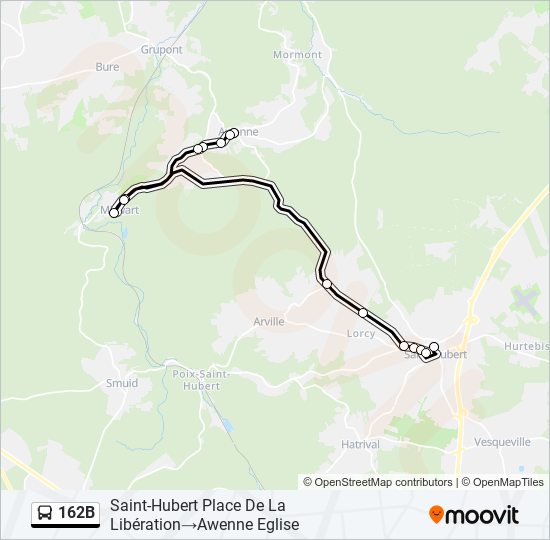 Plan de la ligne 162B de bus