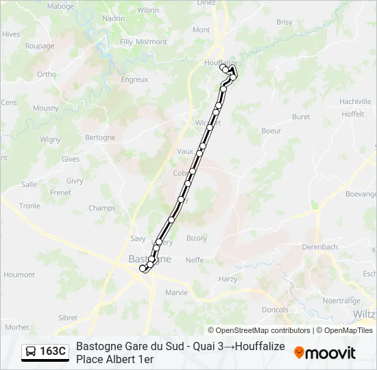 163C Bus Line Map