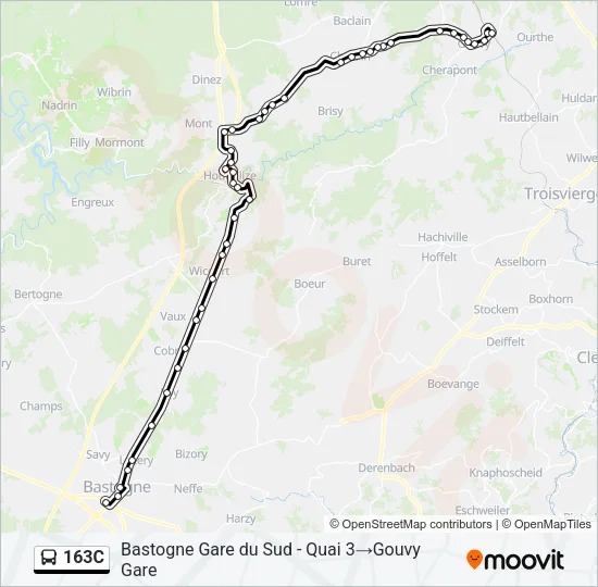 163C Bus Line Map