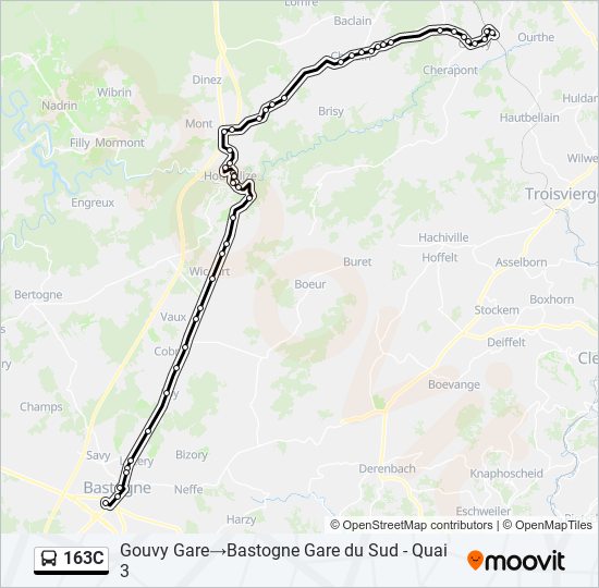 Plan de la ligne 163C de bus