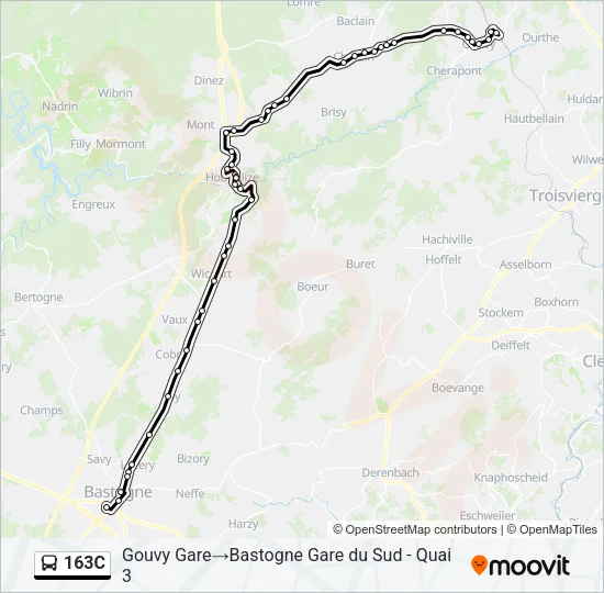 163C Bus Line Map