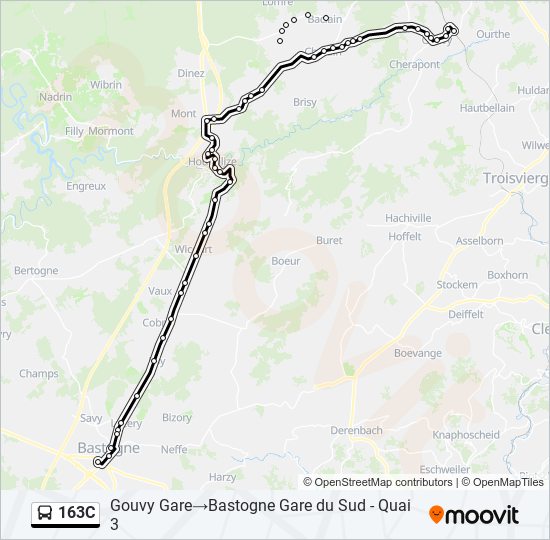 Plan de la ligne 163C de bus