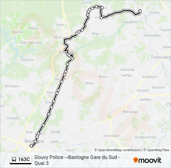 163C Bus Line Map