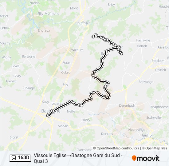 Plan de la ligne 163D de bus