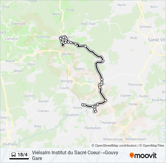 Plan de la ligne 18/4 de bus