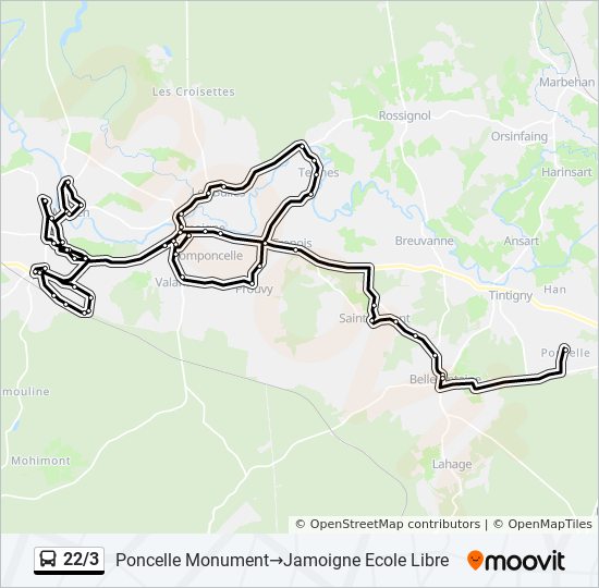 Plan de la ligne 22/3 de bus