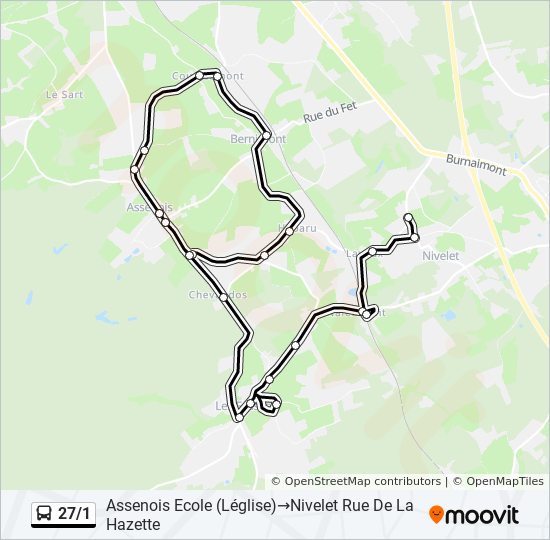 27/1 bus Line Map