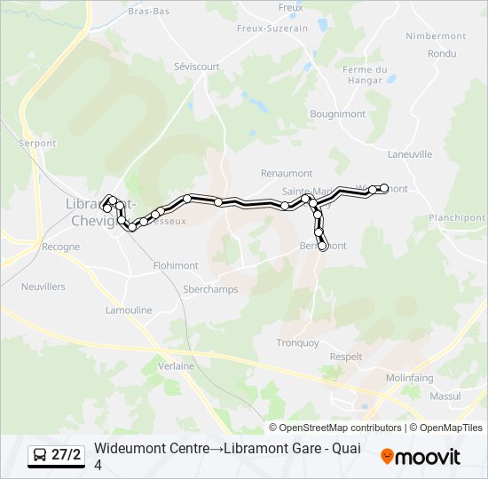 Plan de la ligne 27/2 de bus