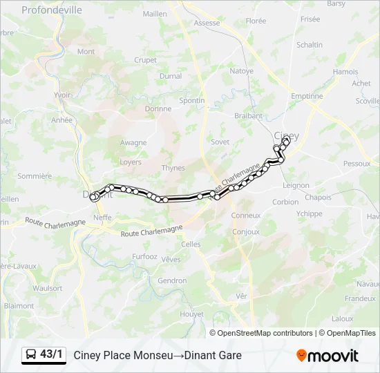 43/1 Bus Line Map