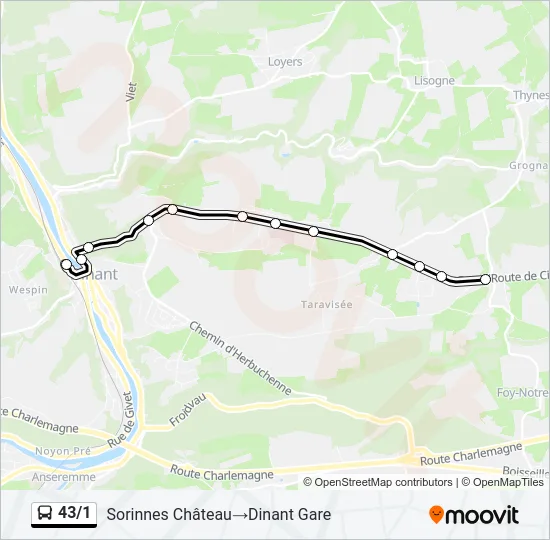 43/1 Bus Line Map