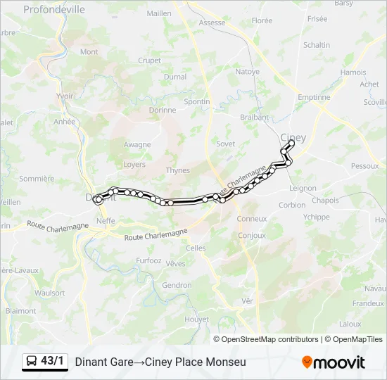 43/1 Bus Line Map