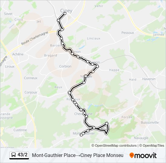 Plan de la ligne 43/2 de bus