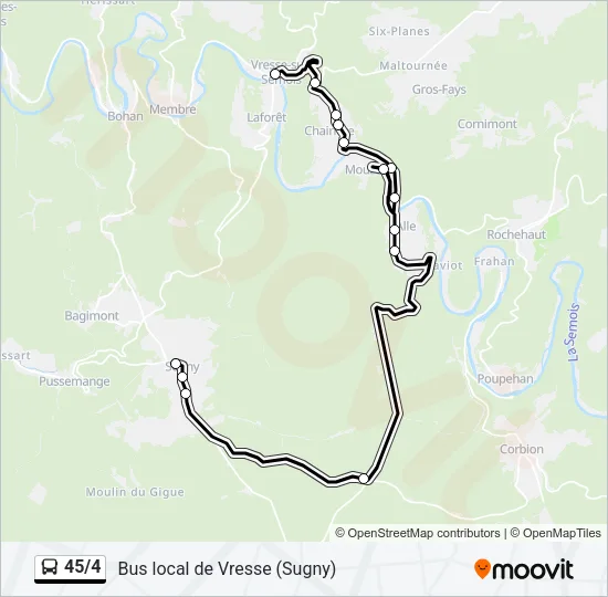 45/4 Bus Line Map
