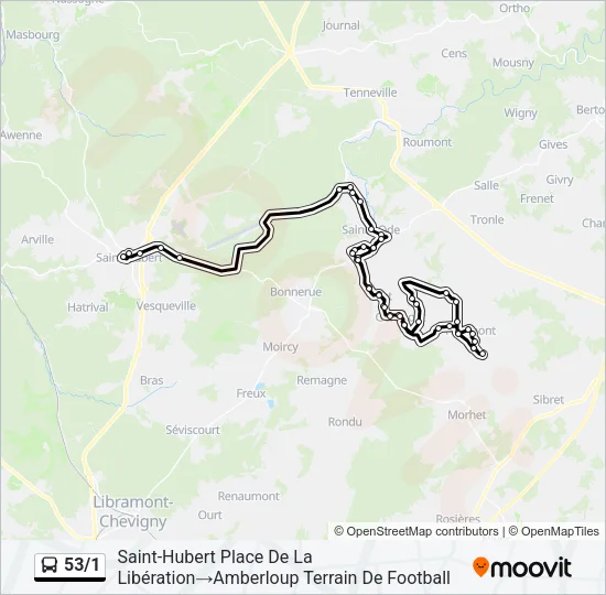 53/1 Bus Line Map