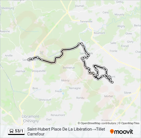 53/1 Bus Line Map