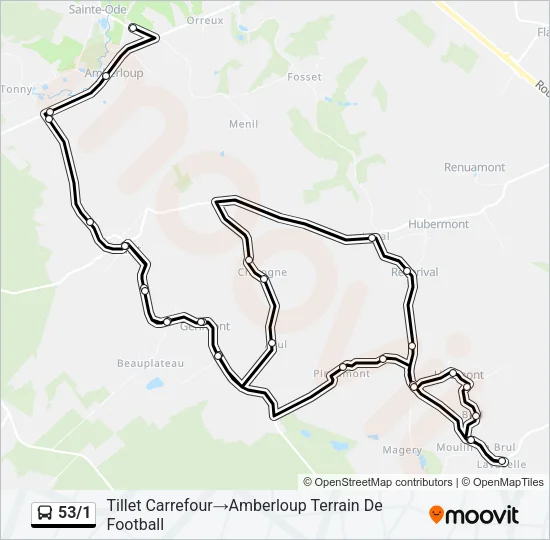 53/1 Bus Line Map