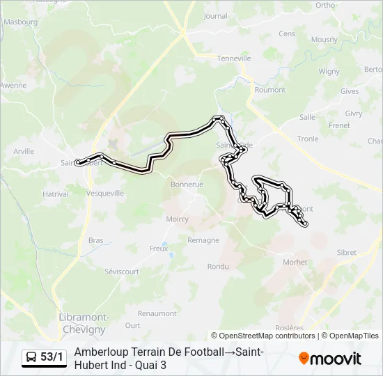 53/1 Bus Line Map