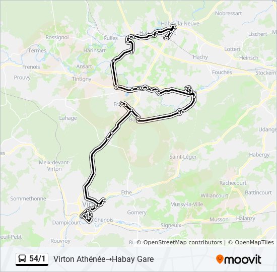 Plan de la ligne 54/1 de bus