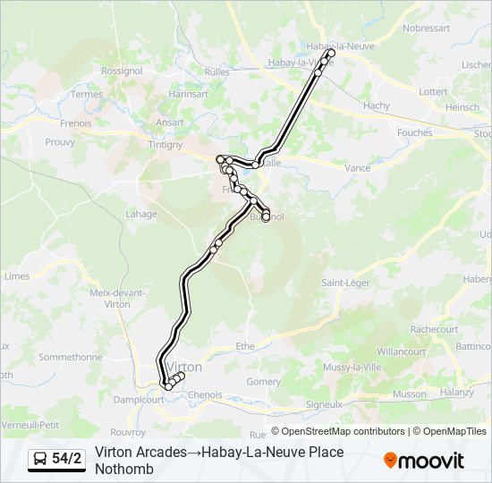 54/2 bus Line Map