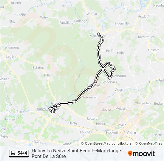 54 4 Route Fahrplane Haltestellen Karten Habay La Neuve Saint Benoit Martelange Pont De La Sure