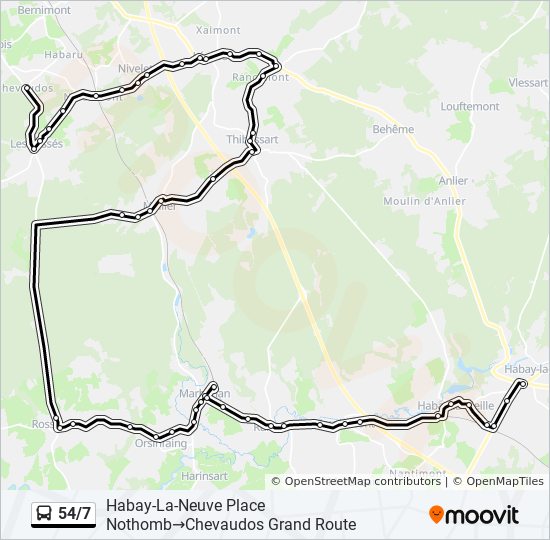 54/7 bus Line Map