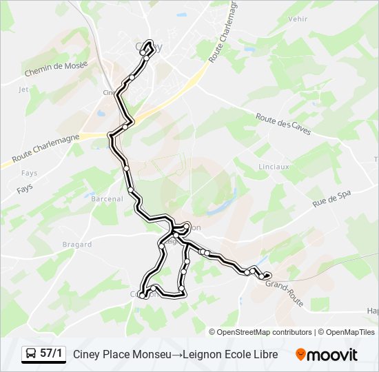 57/1 bus Line Map