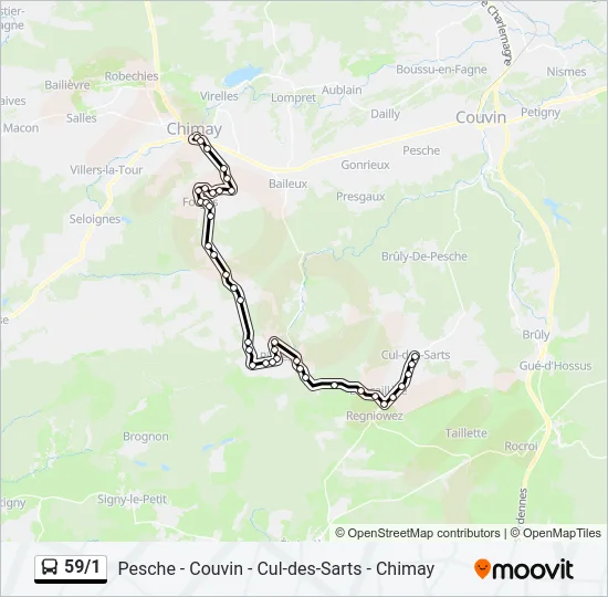 59/1 Bus Line Map