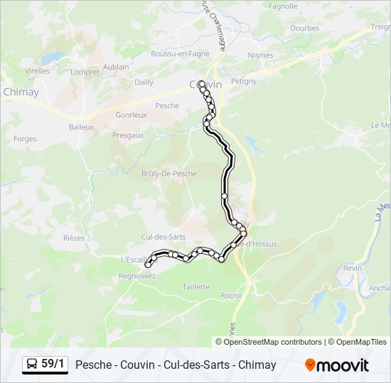 Plan de la ligne 59/1 de bus