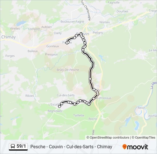 59/1 Bus Line Map