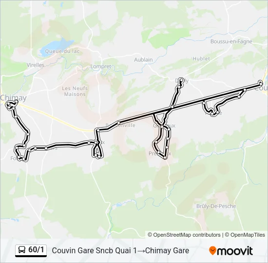 60/1 Bus Line Map