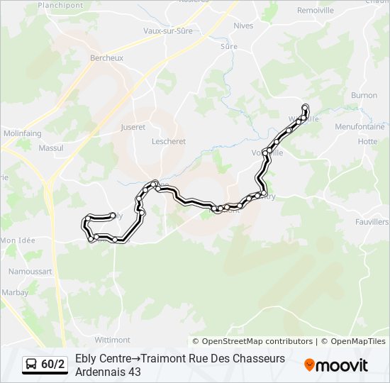 Plan de la ligne 60/2 de bus