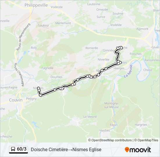 60/3 bus Line Map