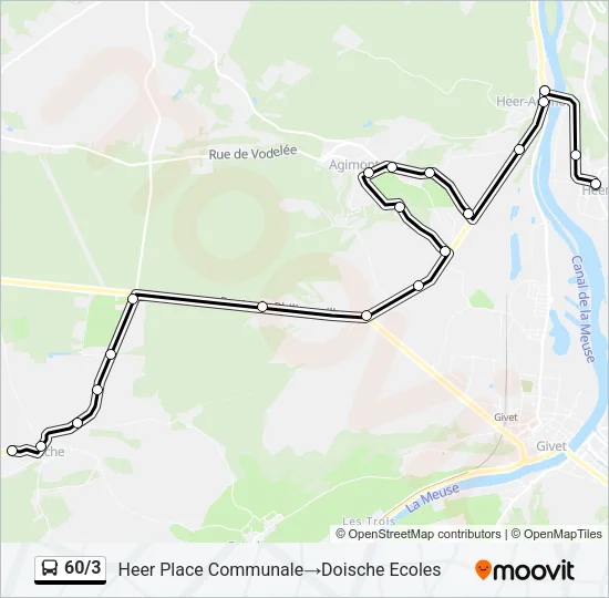 60/3 Bus Line Map