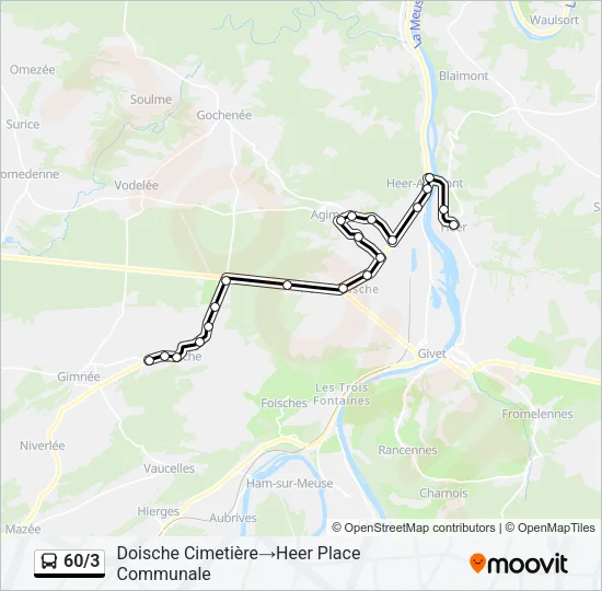 60/3 Bus Line Map