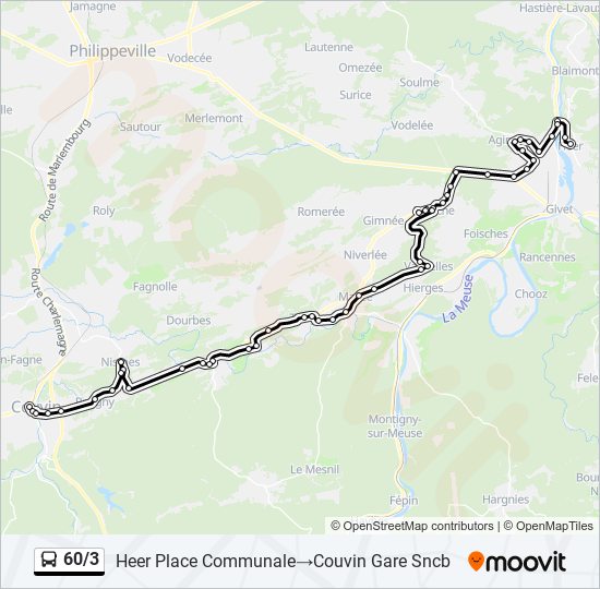 60/3 bus Line Map