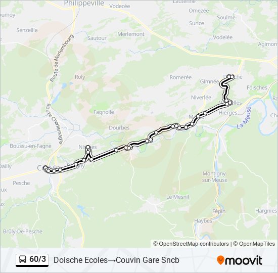 Plan de la ligne 60/3 de bus