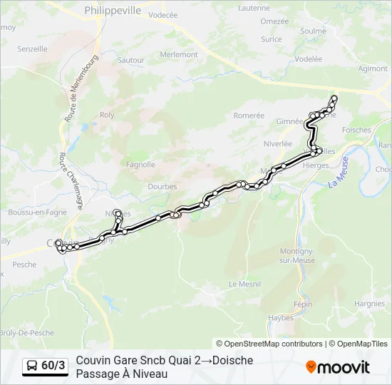 Plan de la ligne 60/3 de bus