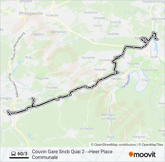 60/3 Bus Line Map