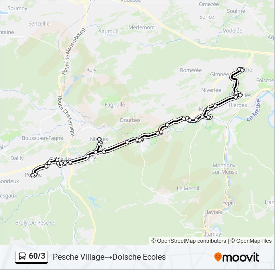 Plan de la ligne 60/3 de bus