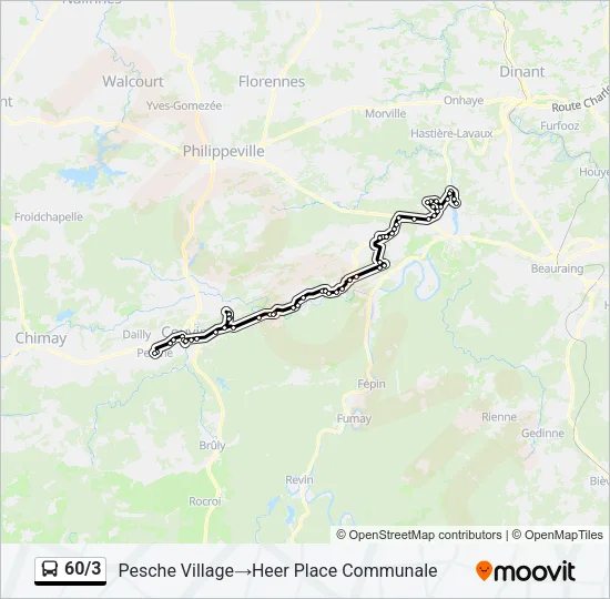 Plan de la ligne 60/3 de bus