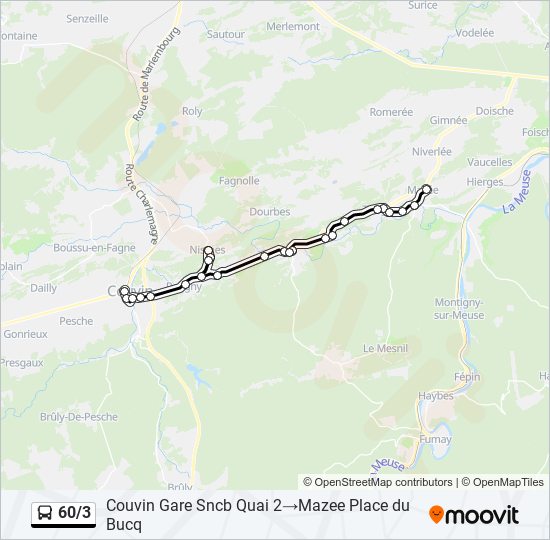 Plan de la ligne 60/3 de bus