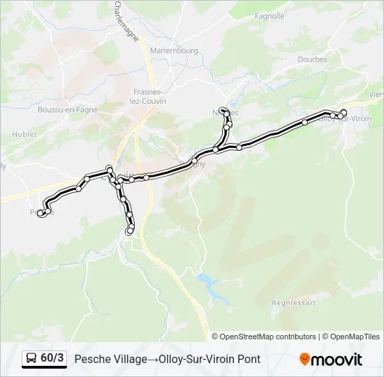 Plan de la ligne 60/3 de bus